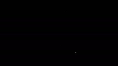 Beyaz çizgi temizlikçisi kadın servis simgesi siyah arkaplanda izole edildi. 4K Video hareketli grafik canlandırması