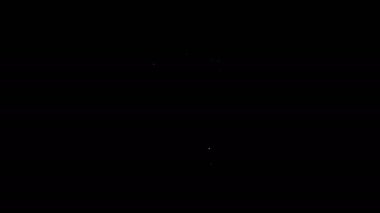 Beyaz çizgi Tam çöp kutusu simgesi siyah arkaplanda izole edildi. Çöp kutusu tabelası. Sepet simgesini geri dönüştür. Ofis çöpü ikonu. 4K Video hareketli grafik canlandırması