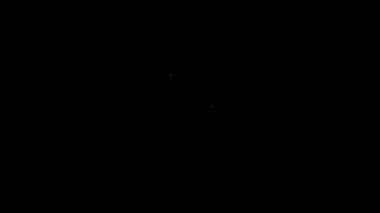 Siyah arkaplanda beyaz çizgi Eski ahşap iğne simgesi var. Elbise askısı. 4K Video hareketli grafik canlandırması