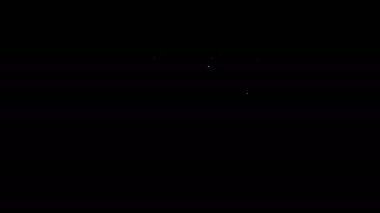 Siyah arkaplanda beyaz çizgi kurutma simgesi izole edildi. Temiz gömlek. Çamaşırları çamaşır mandallarıyla iple yıka. Kıyafet bakımı ve düzenlilik. 4K Video hareketli grafik canlandırması
