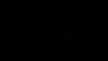 Beyaz çizgi faraş simgesi siyah arkaplanda izole edildi. Temizlik işleri. 4K Video hareketli grafik canlandırması