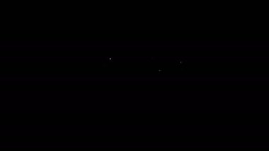 Beyaz çizgi çöp kamyonu simgesi siyah arka planda izole edildi. 4K Video hareketli grafik canlandırması