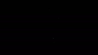 Beyaz çizgi çöp kutusu simgesi siyah arkaplanda izole edildi. Çöp kutusu tabelası. Sepet simgesini geri dönüştür. Ofis çöpü ikonu. 4K Video hareketli grafik canlandırması