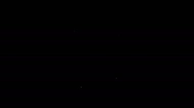 Beyaz çizgi çöp torbası simgesi siyah arkaplanda izole edilmiş. 4K Video hareketli grafik canlandırması