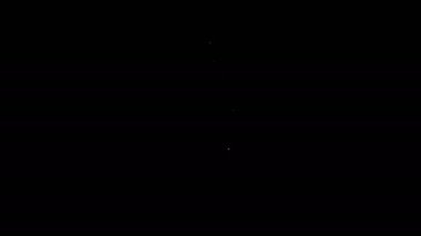 Siyah arkaplanda beyaz çizgi süpürge sapı simgesi izole edildi. Temizlik hizmeti konsepti. 4K Video hareketli grafik canlandırması
