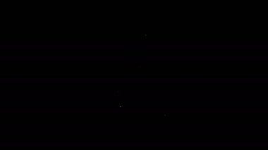 Bakım simgesi için beyaz çizgi robotu siyah arkaplanda izole edildi. Yapay zeka, makine öğrenme, bulut hesaplama. 4K Video hareketli grafik canlandırması