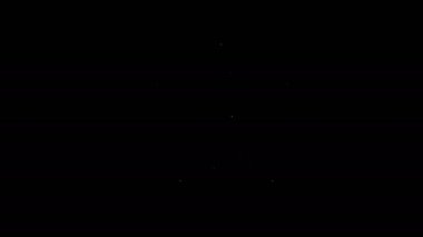 Beyaz çizgi Mars gezgini simgesi siyah arkaplanda izole edildi. Uzay aracı. Ay yürüyüşü işareti. Gezegen yüzeyini incelemek için bir cihaz. 4K Video hareketli grafik canlandırması