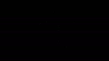 Beyaz çizgi parçalanmış robot simgesi siyah arkaplanda izole edildi. Yapay zeka, makine öğrenme, bulut hesaplama. 4K Video hareketli grafik canlandırması