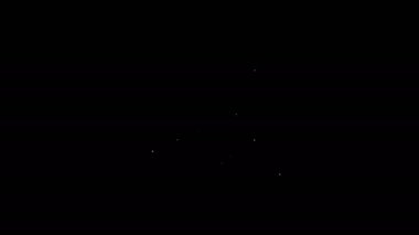 Beyaz çizgi siyah arkaplanda izole edilmiş robot simgesi oluşturuyor. Yapay zeka, makine öğrenme, bulut hesaplama. 4K Video hareketli grafik canlandırması