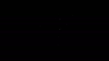 Beyaz çizgi Robot düşük akü şarj ikonu siyah arkaplanda izole edildi. Yapay zeka, makine öğrenme, bulut hesaplama. 4K Video hareketli grafik canlandırması