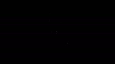 Beyaz çizgi Robot şarj eden batarya simgesi siyah arka planda izole edildi. Yapay zeka, makine öğrenme, bulut hesaplama. 4K Video hareketli grafik canlandırması