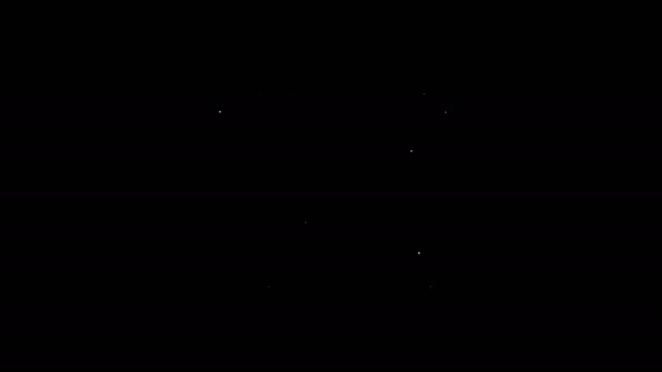 Bílá čára Kuchyně myčka nádobí ikona izolované na černém pozadí. Grafická animace pohybu videa 4K — Stock video