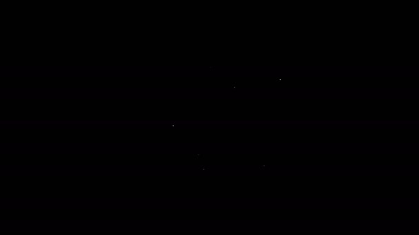 Иконка пылесоса белой линии изолирована на черном фоне. Видеографическая анимация 4K — стоковое видео