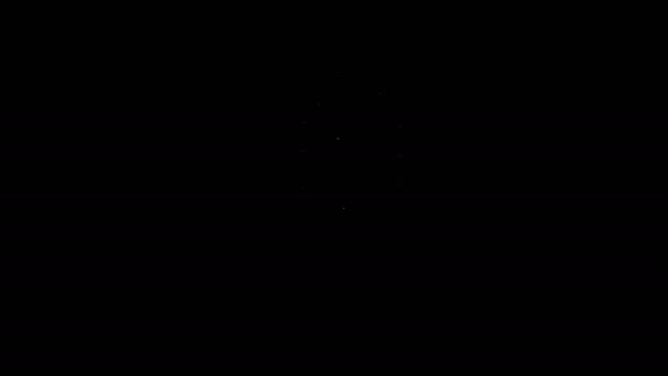 Біла лінія піктограма щітки туалету ізольована на чорному тлі. 4K Відео рух графічна анімація — стокове відео