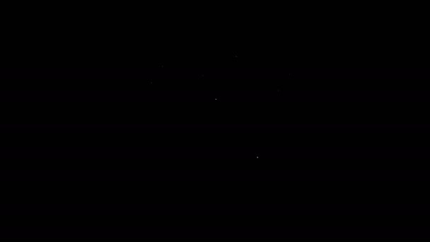 Linea bianca Icona della pentola pulita isolata su sfondo nero. Bollire o stufato cibo simbolo. Animazione grafica 4K Video motion — Video Stock
