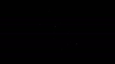 Beyaz çizgi robotu siyah arkaplanda ikon ayarlıyor. Yapay zeka, makine öğrenme, bulut hesaplama. 4K Video hareketli grafik canlandırması