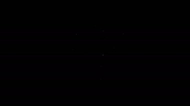 Beyaz çizgi robot simgesi siyah arkaplanda izole edildi. Yapay zeka, makine öğrenme, bulut hesaplama. 4K Video hareketli grafik canlandırması