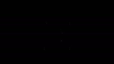 Beyaz çizgi uçan İHA ikonu siyah arka planda izole edildi. Video ve fotoğraf makinesi sembollü dörtlü helikopter. 4K Video hareketli grafik canlandırması