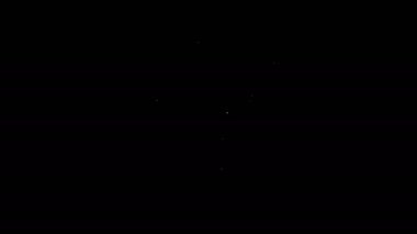 Beyaz çizgi robot simgesi siyah arkaplanda izole edildi. Yapay zeka, makine öğrenme, bulut hesaplama. 4K Video hareketli grafik canlandırması