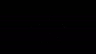 Beyaz çizgi robot simgesi siyah arkaplanda izole edildi. Yapay zeka, makine öğrenme, bulut hesaplama. 4K Video hareketli grafik canlandırması