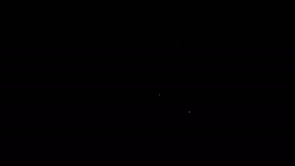 Біла лінія Піктограма батареї ізольована на чорному тлі. Символ блискавки. 4K Відео рух графічна анімація — стокове відео