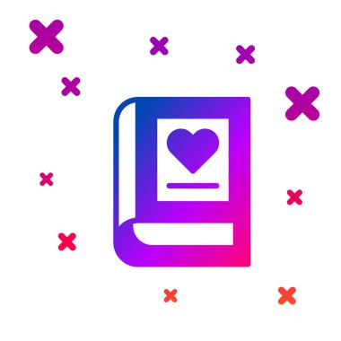 Renkli tıp kitabı simgesi beyaz arkaplanda izole edildi. Kademeli rastgele dinamik şekiller. Vektör.