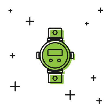 Siyah Dalış saat simgesi beyaz arkaplanda izole. Su altı ekipmanları. Vektör.