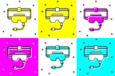 Sanal gerçeklik gözlüğü simgesini renk arkaplanından izole et. Stereoskopik 3D VR maskesi. Vektör.