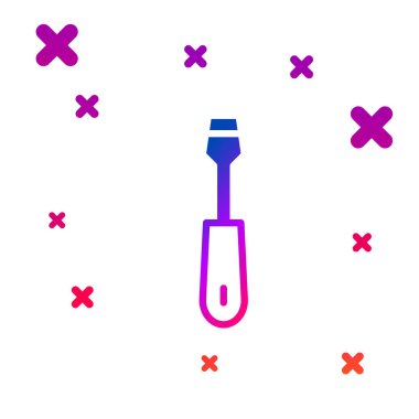 Renkli tornavida simgesi beyaz arkaplanda izole edildi. Servis aracı sembolü. Kademeli rastgele dinamik şekiller. Vektör.