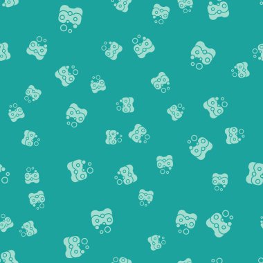 Yeşil Sünger simgesi, yeşil arkaplanda pürüzsüz desen izole etti. Bulaşık yıkamak için bir tutam Bast. Temizlik hizmeti konsepti. Vektör.