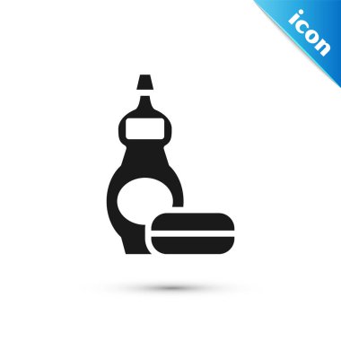 Beyaz arka planda gri bulaşık deterjanı ikonu izole edilmiş. Bulaşık yıkamak için sıvı deterjan. Vektör.