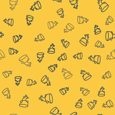 Mavi çizgi Tornado simgesi sarı arkaplandaki kusursuz deseni izole etti. Vektör.