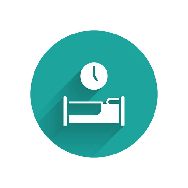 White Time Sleep Icono Aislado Con Sombra Larga Botón Círculo — Vector de stock