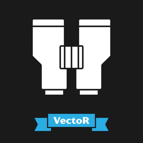 Weißes Fernglas Symbol Isoliert Auf Schwarzem Hintergrund Softwarezeichen Finden Symbol — Stockvektor