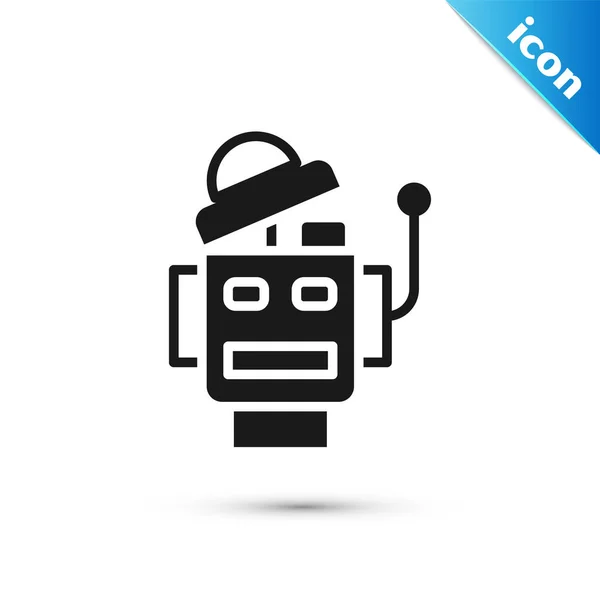 Ícone Robô Cinza Isolado Fundo Branco Inteligência Artificial Aprendizado Máquina — Vetor de Stock