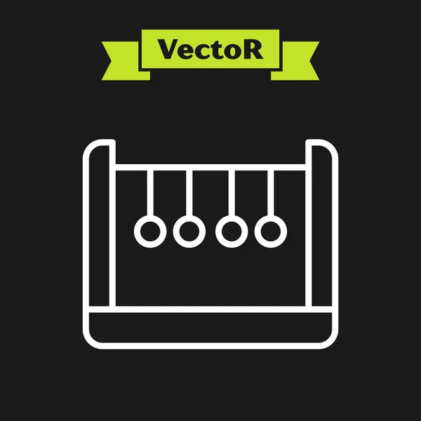 Weiße Linie Pendelsymbol Isoliert Auf Schwarzem Hintergrund Newtons Wiege Vektor — Stockvektor