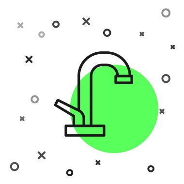 Siyah çizgi su musluğu simgesi beyaz arkaplanda izole edildi. Vektör.