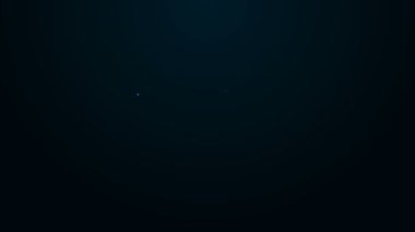 Parlayan neon hattı havan ve tokmak simgesi siyah arkaplanda izole edildi. 4K Video hareketli grafik canlandırması