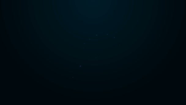 Icono de flor de loto de línea de neón brillante aislado sobre fondo negro. Animación gráfica de vídeo 4K — Vídeos de Stock