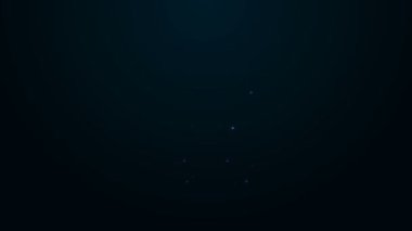 Parlayan neon hattı meditasyon simgesi siyah arkaplanda izole edildi. 4K Video hareketli grafik canlandırması