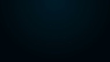 Parlayan neon çizgi meyvesi simgesi siyah arkaplanda izole edildi. 4K Video hareketli grafik canlandırması