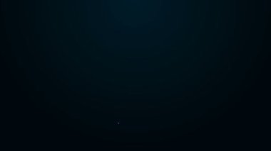 Parlayan neon hattı. Siyah zemin üzerinde balık simgesi izole edildi. 4K Video hareketli grafik canlandırması