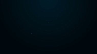 Parlayan neon hattı Balıkçılık zıpkını simgesi siyah arkaplanda izole edildi. Suyun altında balık yakalamak için balıkçılık üreticileri. Su altı ekipmanları. 4K Video hareketli grafik canlandırması