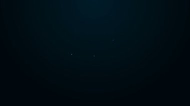 Parlayan neon hattı Scallop deniz kabuğu simgesi siyah arkaplanda izole edildi. Deniz kabuğu işareti. 4K Video hareketli grafik canlandırması