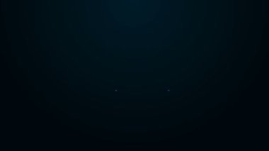 Siyah arka planda izole edilmiş yüzme ikonu için parlak neon çizgili plastik yüzgeçler. Dalış ekipmanları. Olağanüstü bir spor. Su altı ekipmanları. 4K Video hareketli grafik canlandırması