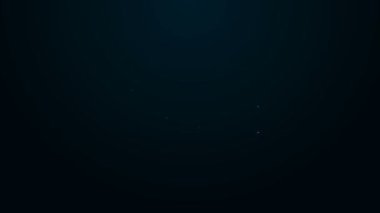 Parlayan neon hattı deprem simgesi siyah arkaplanda izole edildi. 4K Video hareketli grafik canlandırması