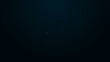 Parlayan neon hattı Küresel ısınma yangın ikonu siyah arka planda izole edildi. 4K Video hareketli grafik canlandırması