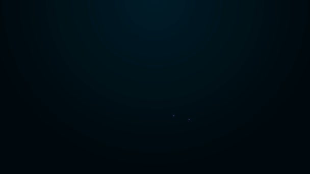 Línea de neón brillante Cola de ballena en el icono de onda oceánica aislada sobre fondo negro. Animación gráfica de vídeo 4K — Vídeos de Stock
