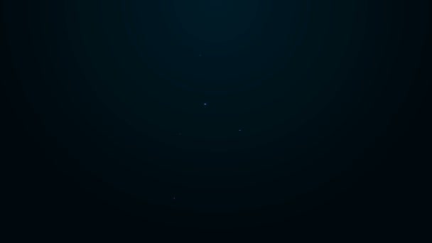 Lampeggiante neon linea Torcia elettrica per l'icona subacqueo isolato su sfondo nero. Attrezzatura subacquea subacquea. Animazione grafica 4K Video motion — Video Stock
