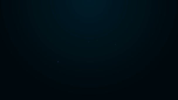 검은 배경에 고립된 네온 라인 낚시 작살 아이콘. 어업을 하는 사람들 이 물 속에서 물고기를 잡습니다. 수중 장비를 잠수하는 일. 4K 비디오 모션 그래픽 애니메이션 — 비디오